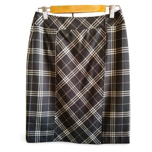 Brooks Brothers Black & Ivory Plaid Wrap Skirt, 4